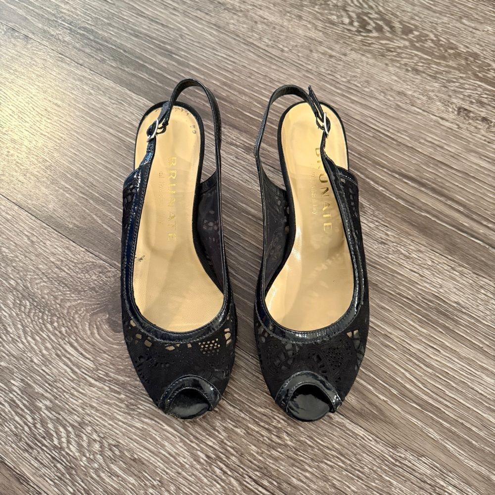 Brunate Peep Toe Kitten Heel